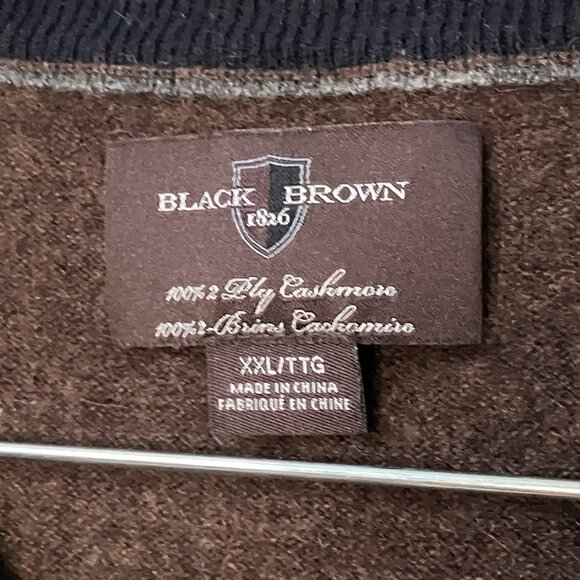 Black Brown 1826 Cashmere Sweater Mens XXL Brown 2 Ply Academia V-neck Grandpa - Picture 2 of 8